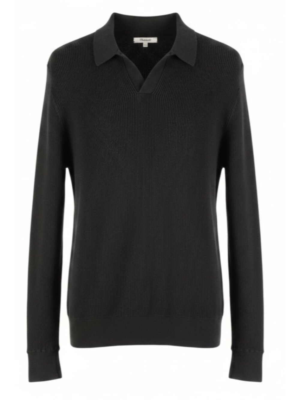 Madewell Sweater Womens Large Black Merino Wool Collared Rib Knit Pullover